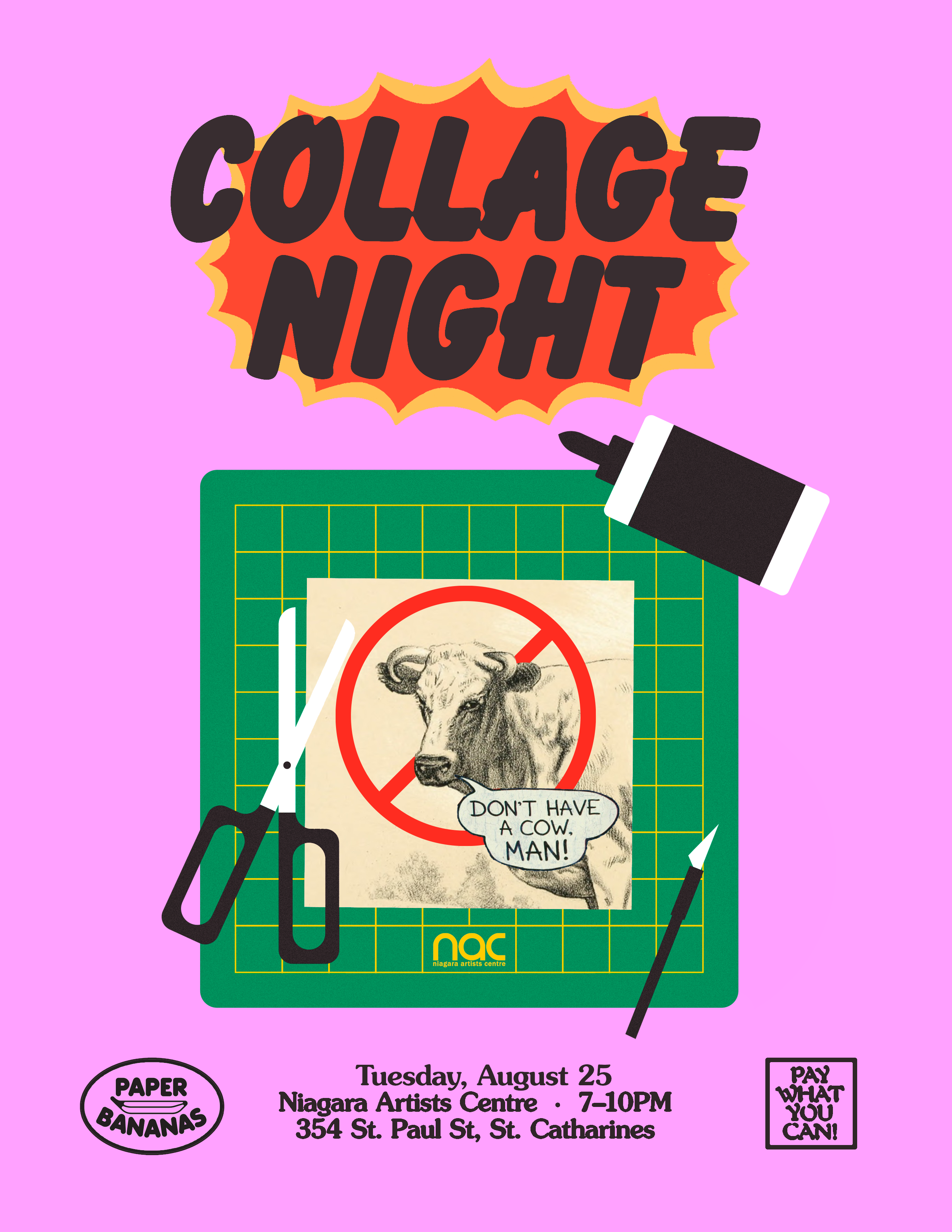 Paper Bananas Collage Night - August