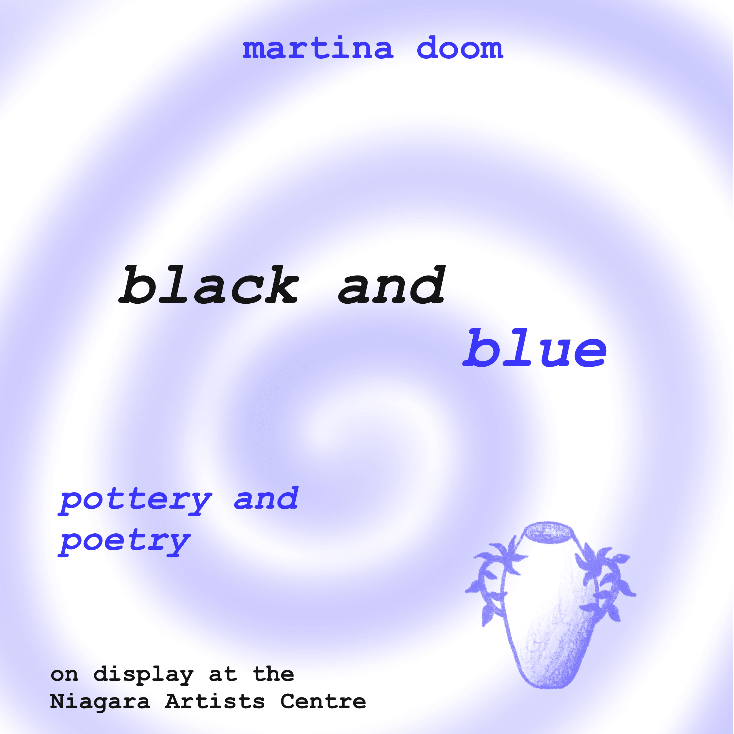 black and blue: pottery and poetry by martina doom